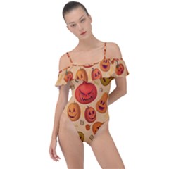 Pumpkin Muzzles Frill Detail One Piece Swimsuit