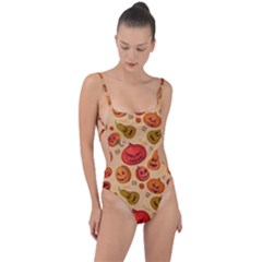 Pumpkin Muzzles Tie Strap One Piece Swimsuit by SychEva