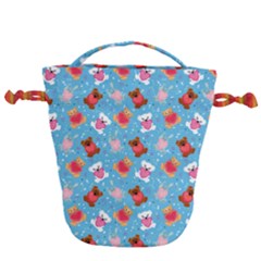 Cute Cats And Bears Drawstring Bucket Bag by SychEva