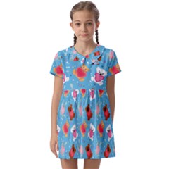 Cute Cats And Bears Kids  Asymmetric Collar Dress by SychEva