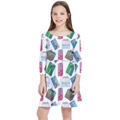 New Year Gifts Kids  Quarter Sleeve Skater Dress by SychEva