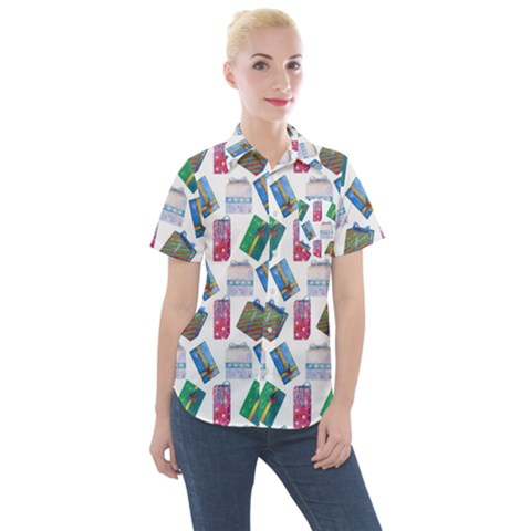 New Year Gifts Women s Short Sleeve Pocket Shirt by SychEva