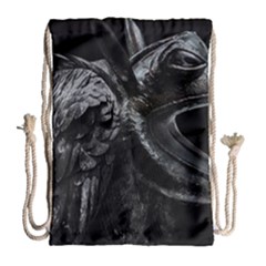 Creepy Monster Bird Portrait Artwork Drawstring Bag (large) by dflcprintsclothing