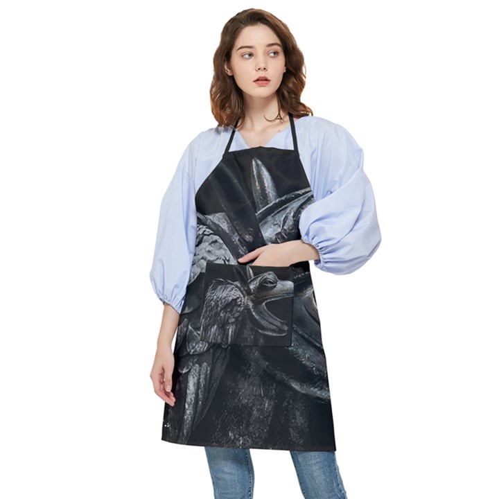 Creepy Monster Bird Portrait Artwork Pocket Apron