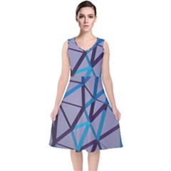 3d Lovely Geo Lines 2 V-neck Midi Sleeveless Dress  by Uniqued