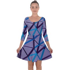 3d Lovely Geo Lines 2 Quarter Sleeve Skater Dress by Uniqued