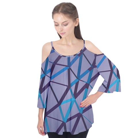 3d Lovely Geo Lines 2 Flutter Sleeve Tee  by Uniqued