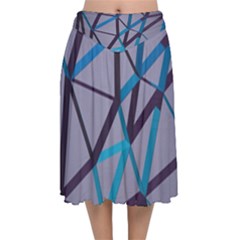 3d Lovely Geo Lines 2 Velvet Flared Midi Skirt by Uniqued