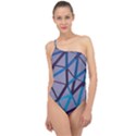 3d Lovely Geo Lines 2 Classic One Shoulder Swimsuit View1