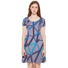 3d Lovely Geo Lines 2 Inside Out Cap Sleeve Dress by Uniqued