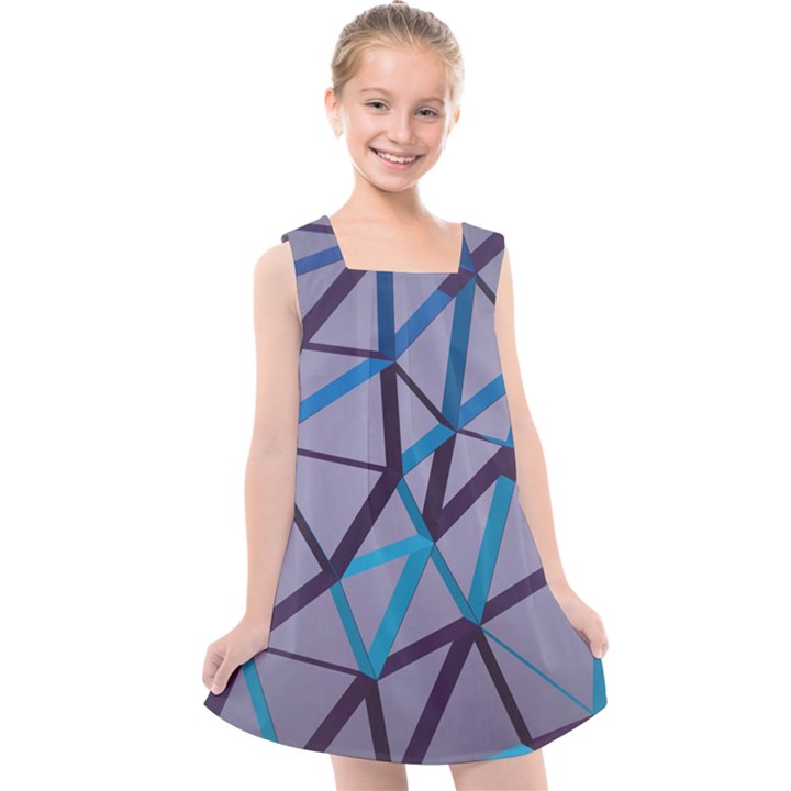 3d Lovely Geo Lines 2 Kids  Cross Back Dress