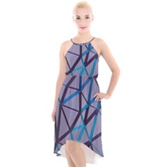 3d Lovely Geo Lines 2 High-low Halter Chiffon Dress  by Uniqued