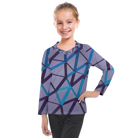 3d Lovely Geo Lines 2 Kids  Long Mesh Tee by Uniqued