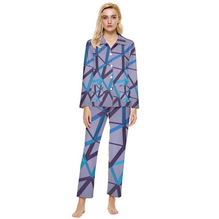 3d Lovely Geo Lines 2 Womens  Long Sleeve Velvet Pocket Pajamas Set