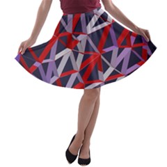 3d Lovely Geo Lines Vii A-line Skater Skirt by Uniqued