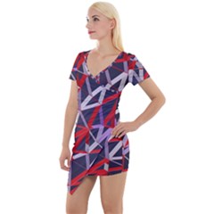 3d Lovely Geo Lines Vii Short Sleeve Asymmetric Mini Dress by Uniqued