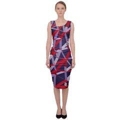 3d Lovely Geo Lines Vii Sleeveless Pencil Dress by Uniqued