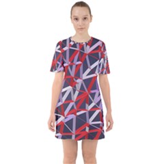 3d Lovely Geo Lines Vii Sixties Short Sleeve Mini Dress by Uniqued