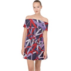 3d Lovely Geo Lines Vii Off Shoulder Chiffon Dress by Uniqued