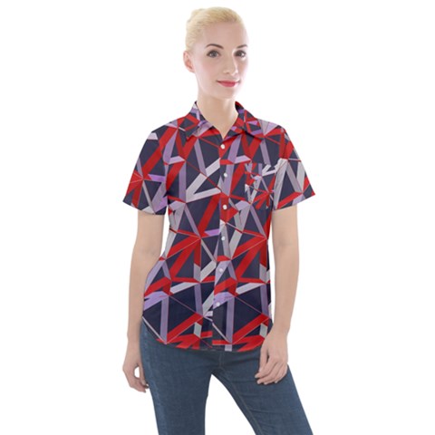 3d Lovely Geo Lines Vii Women s Short Sleeve Pocket Shirt by Uniqued