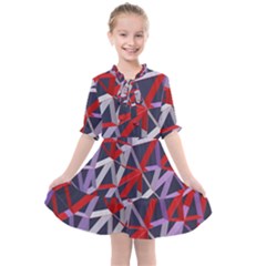 3d Lovely Geo Lines Vii Kids  All Frills Chiffon Dress by Uniqued