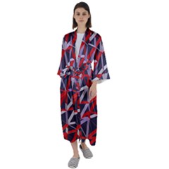 3d Lovely Geo Lines Vii Maxi Satin Kimono by Uniqued