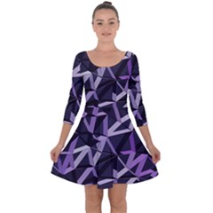 3d Lovely Geo Lines Vi Quarter Sleeve Skater Dress by Uniqued