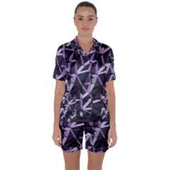 3d Lovely Geo Lines Vi Satin Short Sleeve Pajamas Set by Uniqued