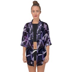 3d Lovely Geo Lines Vi Open Front Chiffon Kimono by Uniqued