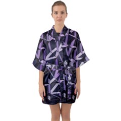 3d Lovely Geo Lines Vi Half Sleeve Satin Kimono  by Uniqued