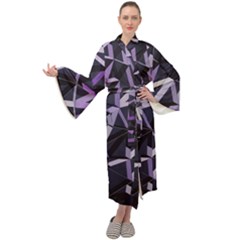 3d Lovely Geo Lines Vi Maxi Velour Kimono by Uniqued