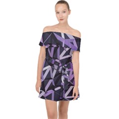 3d Lovely Geo Lines Vi Off Shoulder Chiffon Dress by Uniqued