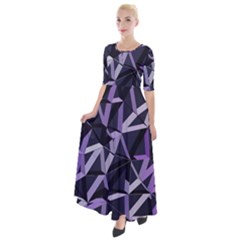 3d Lovely Geo Lines Vi Half Sleeves Maxi Dress by Uniqued