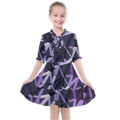 3d Lovely Geo Lines Vi Kids  All Frills Chiffon Dress by Uniqued