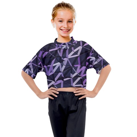 3d Lovely Geo Lines Vi Kids Mock Neck Tee by Uniqued