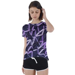 3d Lovely Geo Lines Vi Short Sleeve Foldover Tee by Uniqued