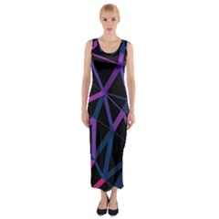 3d Lovely Geo Lines  V Fitted Maxi Dress by Uniqued