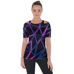 3d Lovely Geo Lines  V Shoulder Cut Out Short Sleeve Top by Uniqued