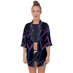 3d Lovely Geo Lines  V Open Front Chiffon Kimono by Uniqued