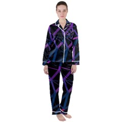 3d Lovely Geo Lines  V Satin Long Sleeve Pajamas Set by Uniqued