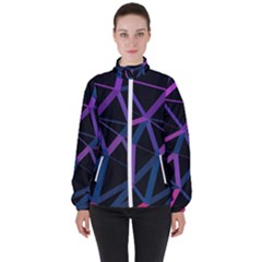 3d Lovely Geo Lines  V Women s High Neck Windbreaker by Uniqued