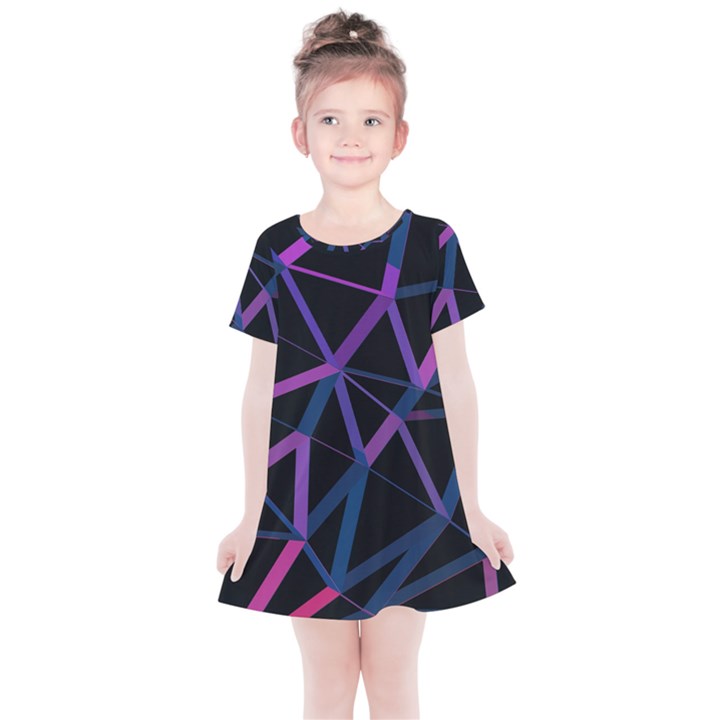 3d Lovely Geo Lines  V Kids  Simple Cotton Dress