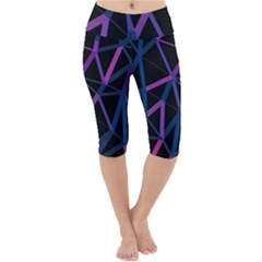 3d Lovely Geo Lines  V Lightweight Velour Cropped Yoga Leggings by Uniqued