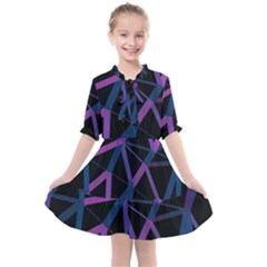 3d Lovely Geo Lines  V Kids  All Frills Chiffon Dress by Uniqued