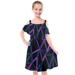 3d Lovely Geo Lines  V Kids  Cut Out Shoulders Chiffon Dress by Uniqued