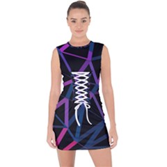 3d Lovely Geo Lines  V Lace Up Front Bodycon Dress by Uniqued