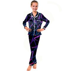 3d Lovely Geo Lines  V Kid s Satin Long Sleeve Pajamas Set by Uniqued