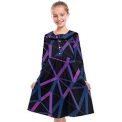 3d Lovely Geo Lines  V Kids  Midi Sailor Dress by Uniqued