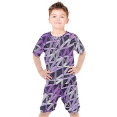 3d Lovely Geo Lines  Iv Kids  Tee And Shorts Set by Uniqued