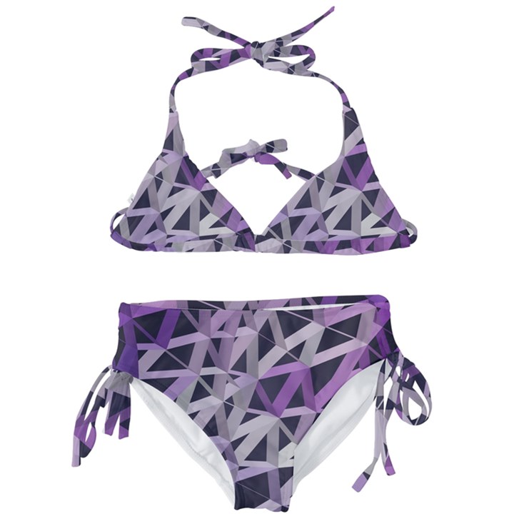 3d Lovely Geo Lines  Iv Kids  Classic Bikini Set